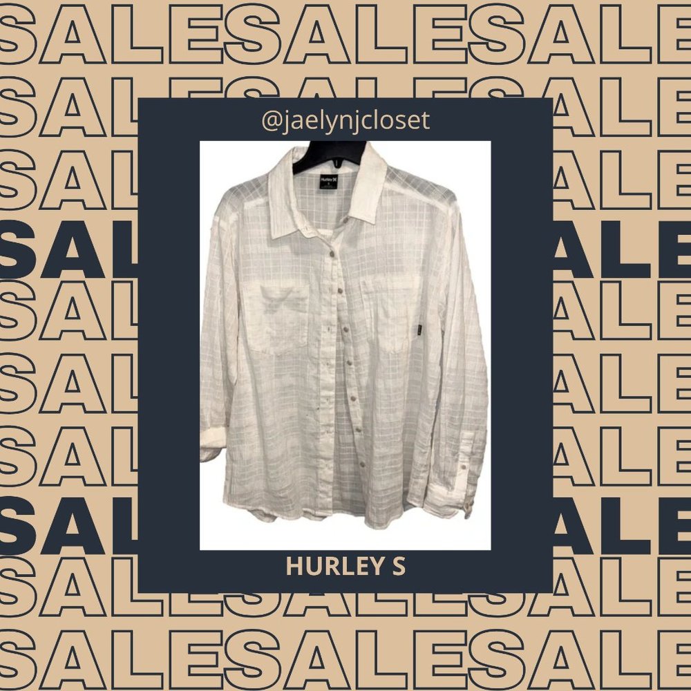 Hurley Women’s White Button Down Blouse -- FINAL SALE PRICE